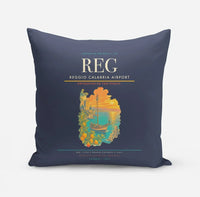 Thumbnail for Reggio Calabria Airport (REG) design on navy blue pillow
