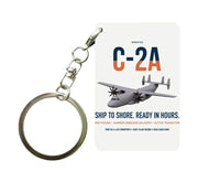 Thumbnail for C-2A Greyhound design on white designed key chain, double-side print