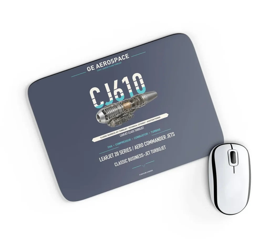 CJ610 design on navy blue rectangle mouse pad
