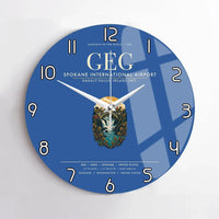 Thumbnail for Spokane International Airport (GEG) design on blue no frame wall clock
