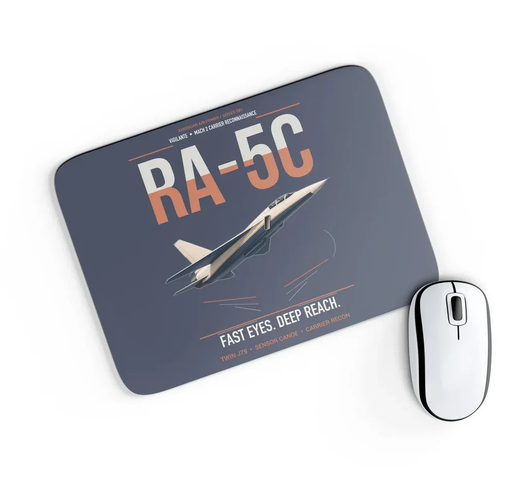 RA-5C Vigilante design on navy blue rectangle mouse pad
