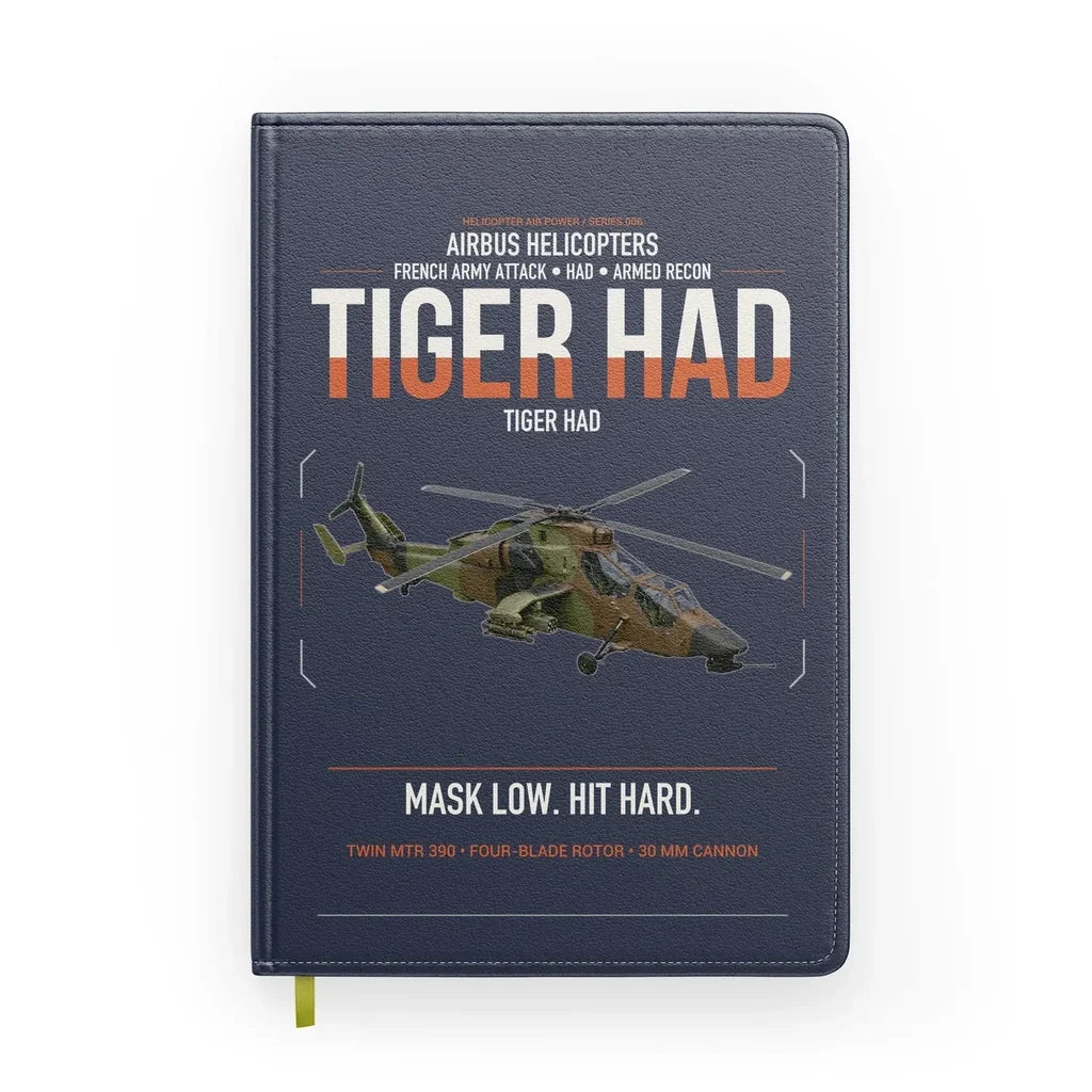 Airbus Helicopters Tiger HAD design on navy blue notebook