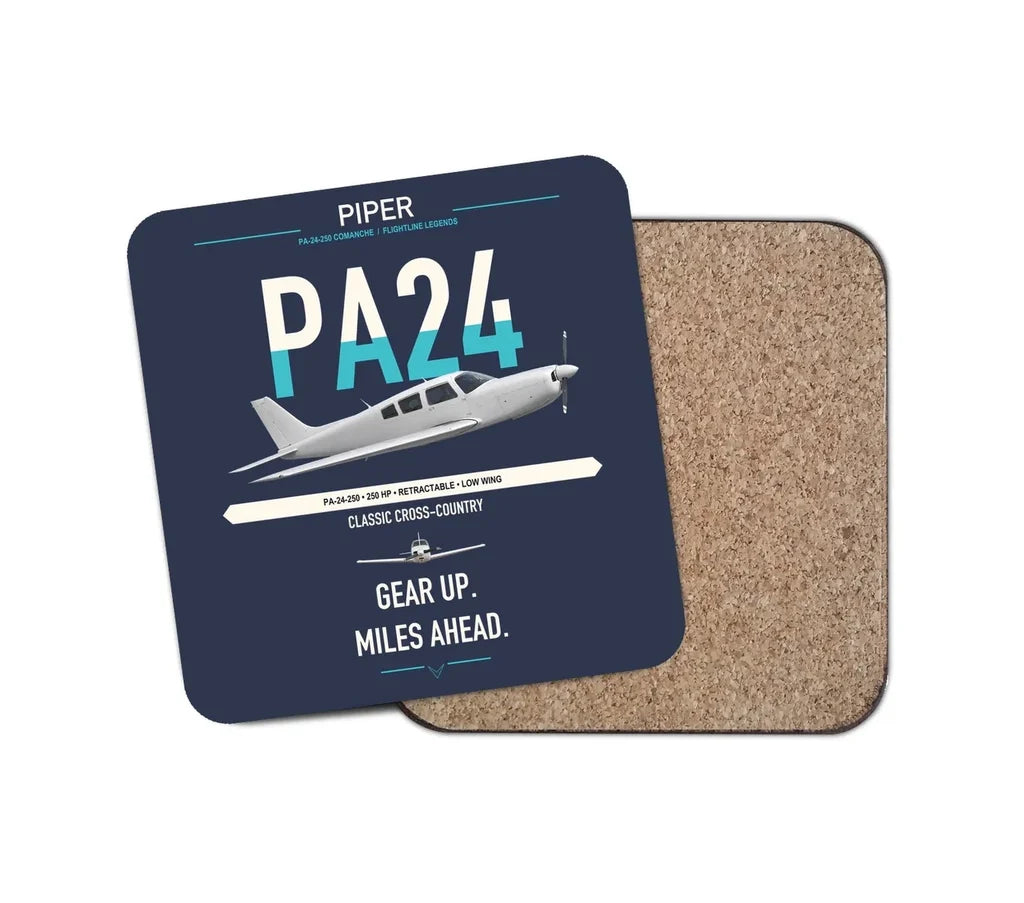 Piper PA-24-250 Comanche 250 design on navy blue 1 piece coaster
