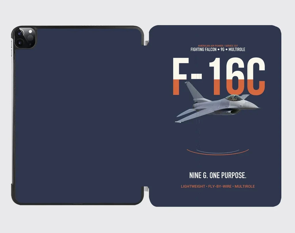 F-16C Fighting Falcon Nine G One Purpose design on navy blue ipad tablet case