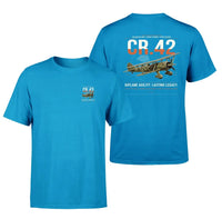 Thumbnail for Fiat CR.42 Falco design on turquoise t-shirt, double-side print