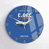 Thumbnail for F-86F Sabre Sweep The Sky design on blue no frame wall clock