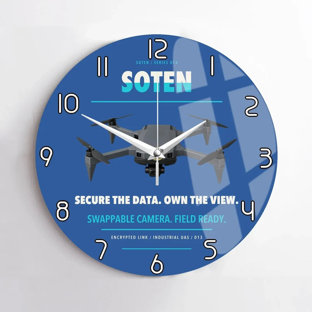 ACSL SOTEN design on blue no frame wall clock