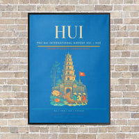 Thumbnail for Phu Bai International Airport HUI — Hue vertical canvas print - framed - turquoise background