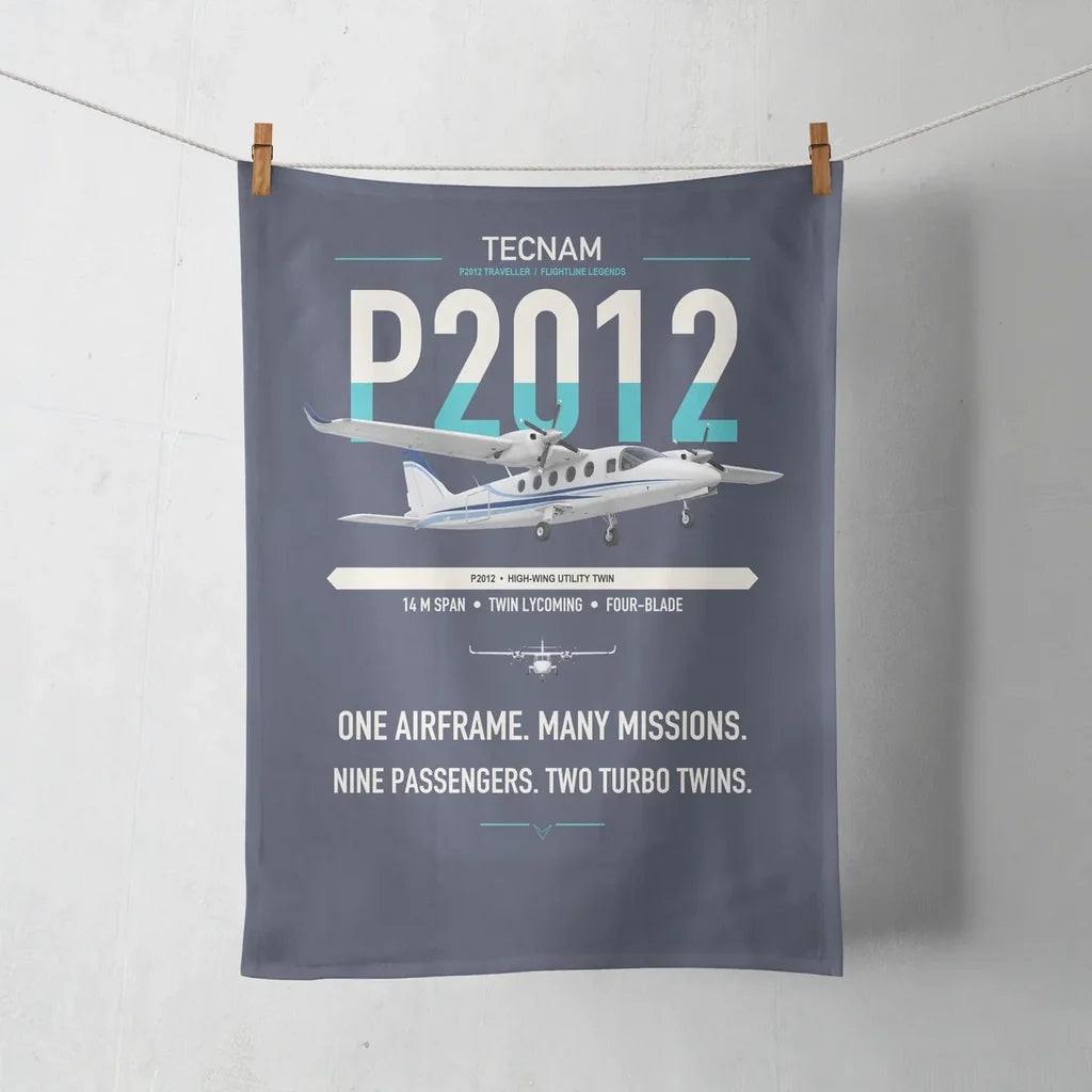 Tecnam P2012 Traveller design on navy blue towel