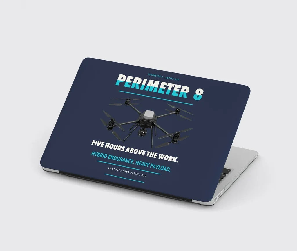 Skyfront Perimeter 8 design on navy blue MacBook case