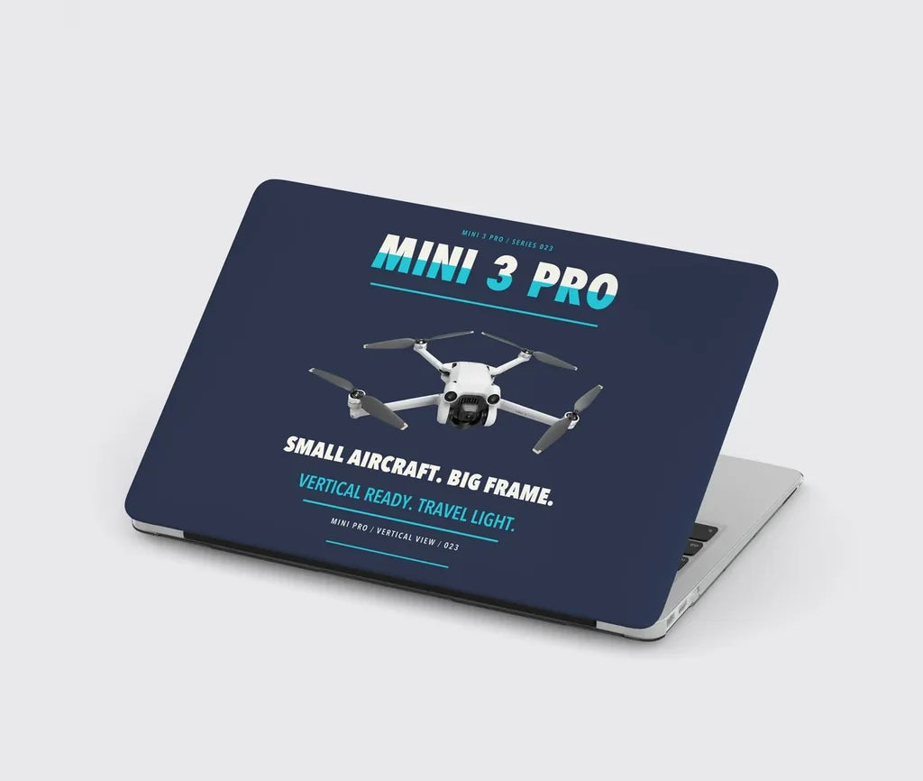 DJI Mini 3 Pro design on navy blue MacBook case