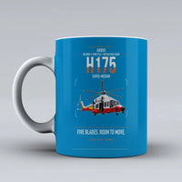 Thumbnail for Airbus H175 design on turquoise ceramic mug, double-side print