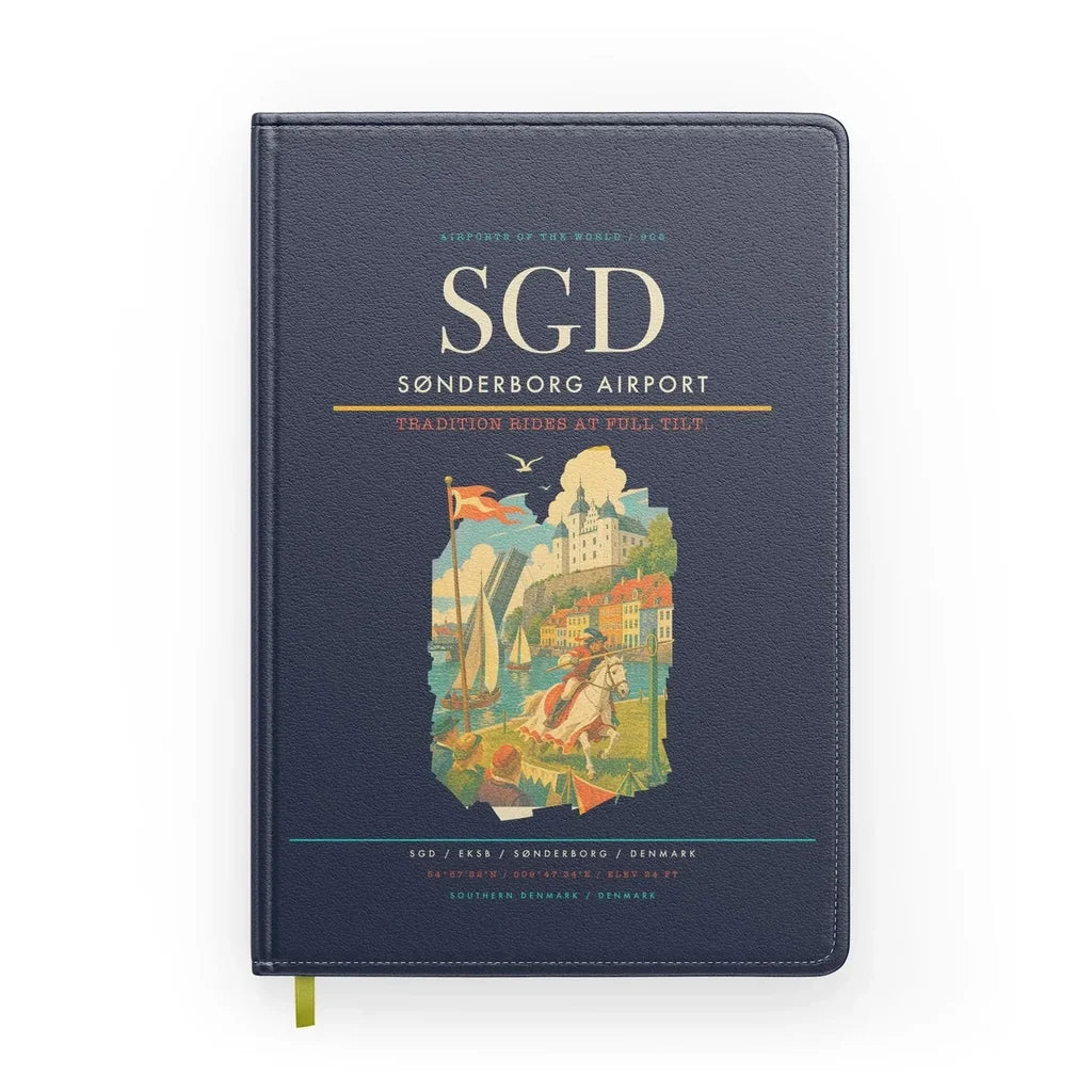 Sønderborg Airport (SGD) design on navy blue notebook