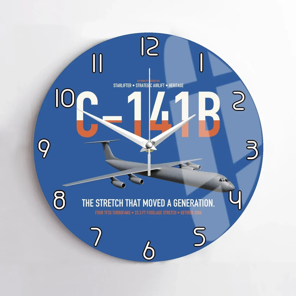 C-141B Starlifter design on blue no frame wall clock