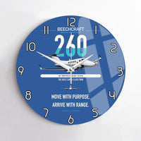 Thumbnail for Beechcraft King Air 260 design on blue no frame wall clock