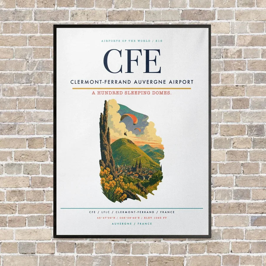 Clermont-Ferrand Auvergne Airport CFE - Canvas Framed - White