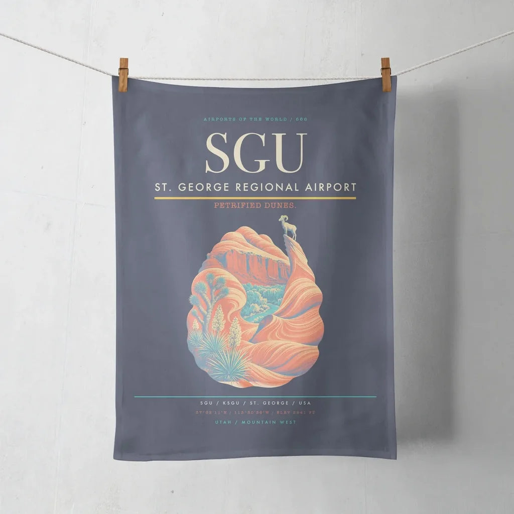 St. George Regional Airport (SGU) design on navy blue towel