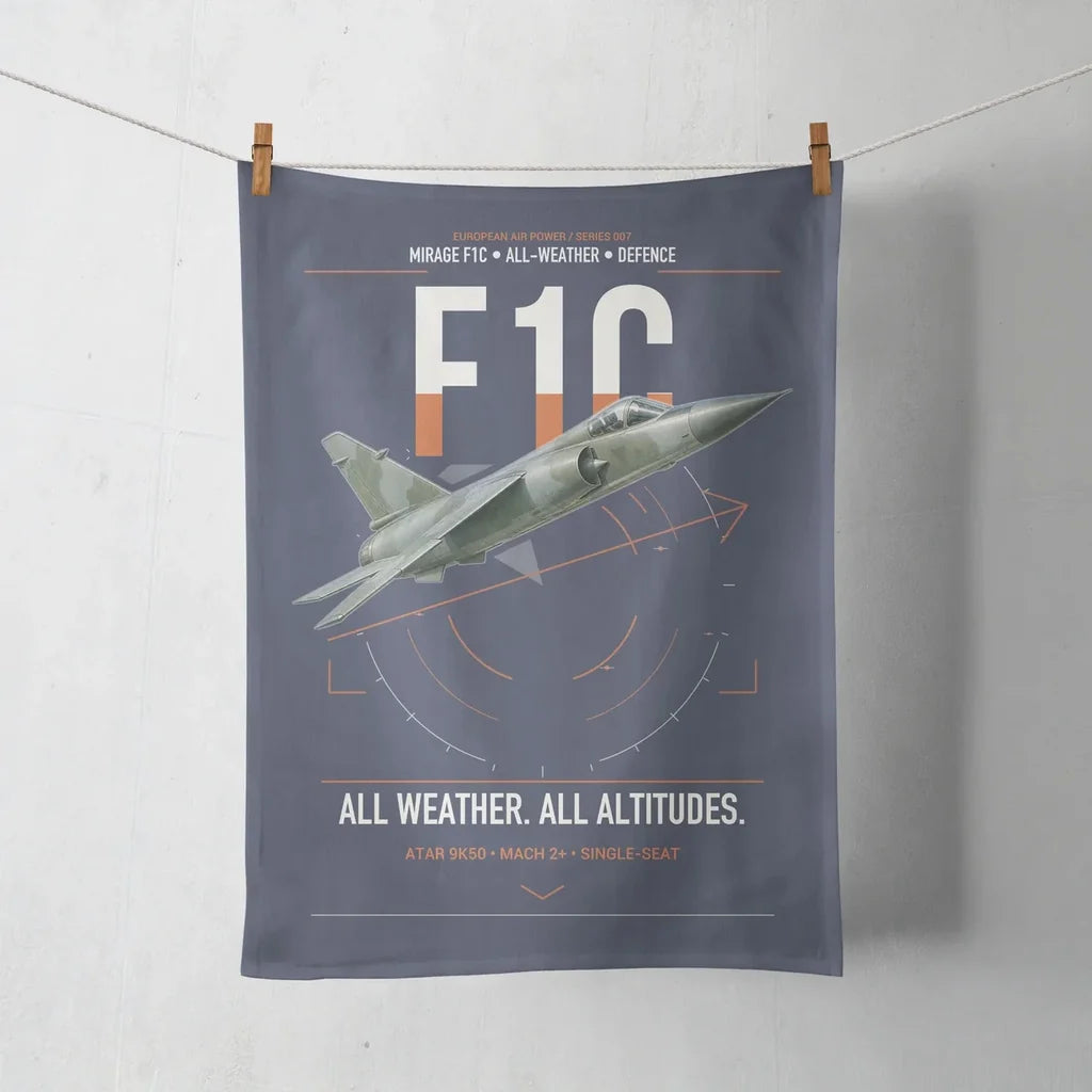 Dassault Mirage F1C design on navy blue towel