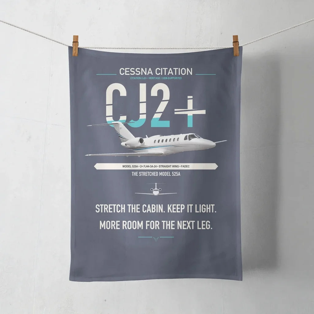Cessna Citation CJ2+ design on navy blue towel