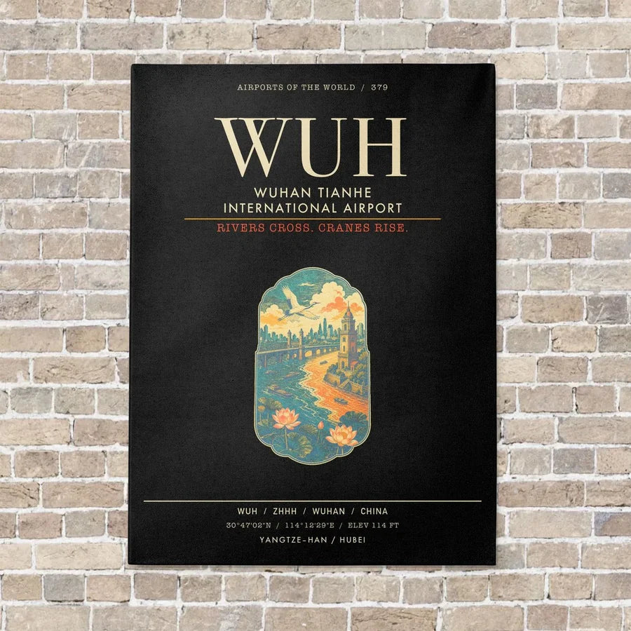 Wuhan Tianhe International Airport WUH - Canvas Framed - Black