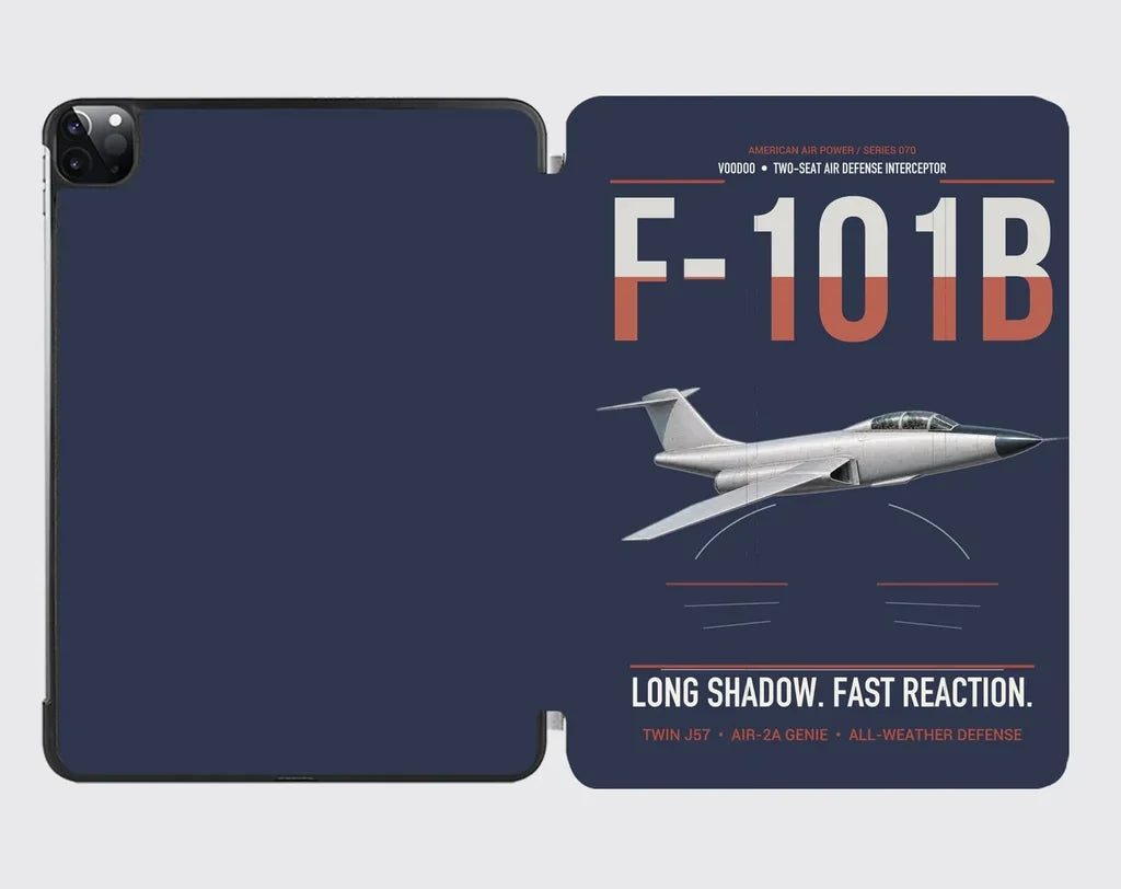F-101B Voodoo design on navy blue ipad tablet case