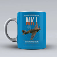 Thumbnail for Hawker Hurricane Mk I design on turquoise ceramic mug, double-side print