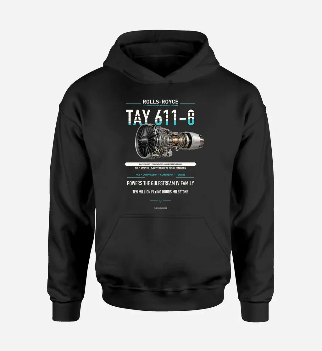 TAY 611-8 design on black hoodie single side