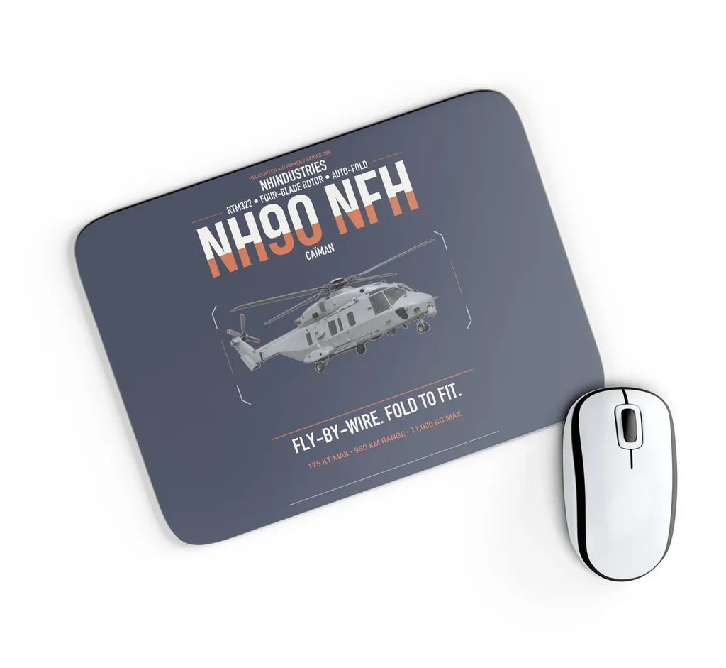 NHIndustries NH90 NFH Caïman design on navy blue rectangle mouse pad
