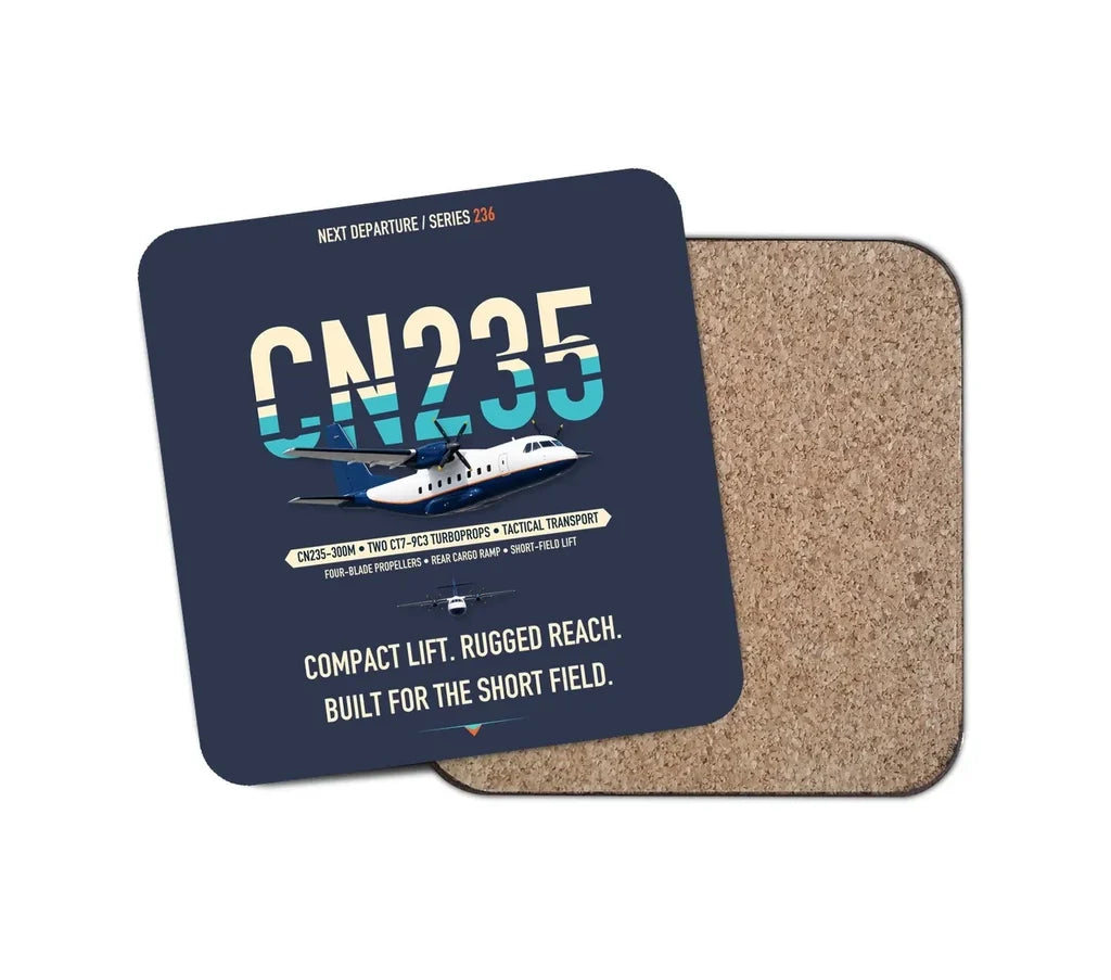 Airbus CN235-300M design on navy blue 1 piece coaster