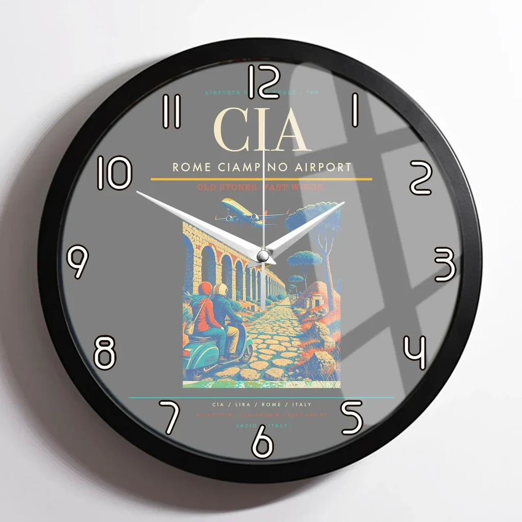Rome Ciampino Airport CIA Wall-Clock Framed - Gray