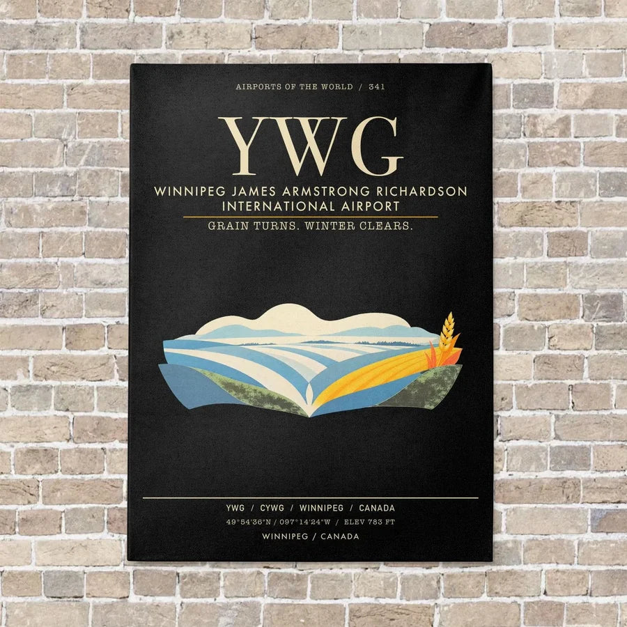 Winnipeg James Armstrong Richardson International Airport YWG - Canvas Framed - Black