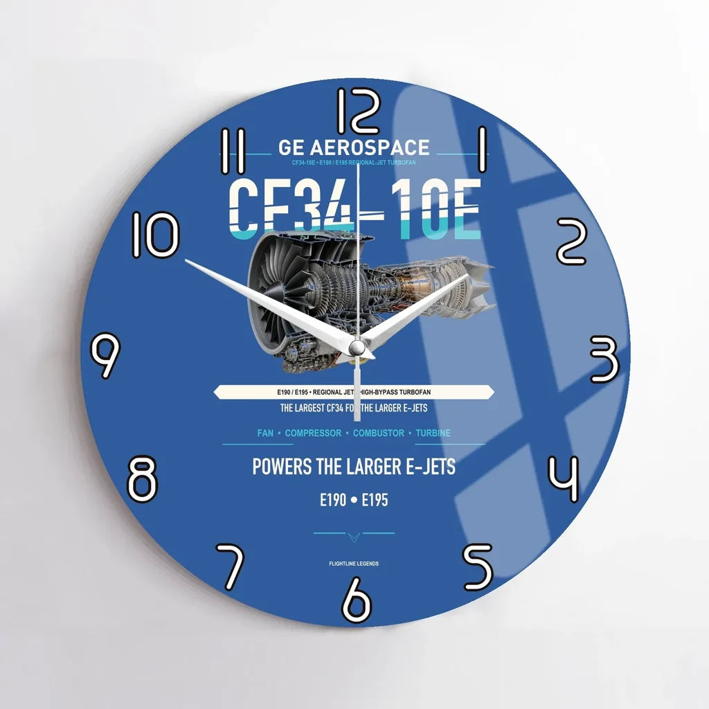 CF34-10E design on blue no frame wall clock