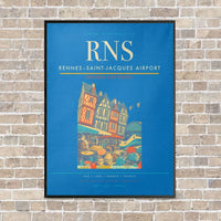 Thumbnail for Rennes–Saint-Jacques Airport RNS vertical canvas print - framed - turquoise background