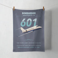 Thumbnail for Bombardier Challenger 601 design on navy blue towel