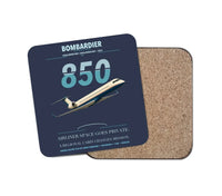 Thumbnail for Bombardier Challenger 850 design on navy blue 1 piece coaster