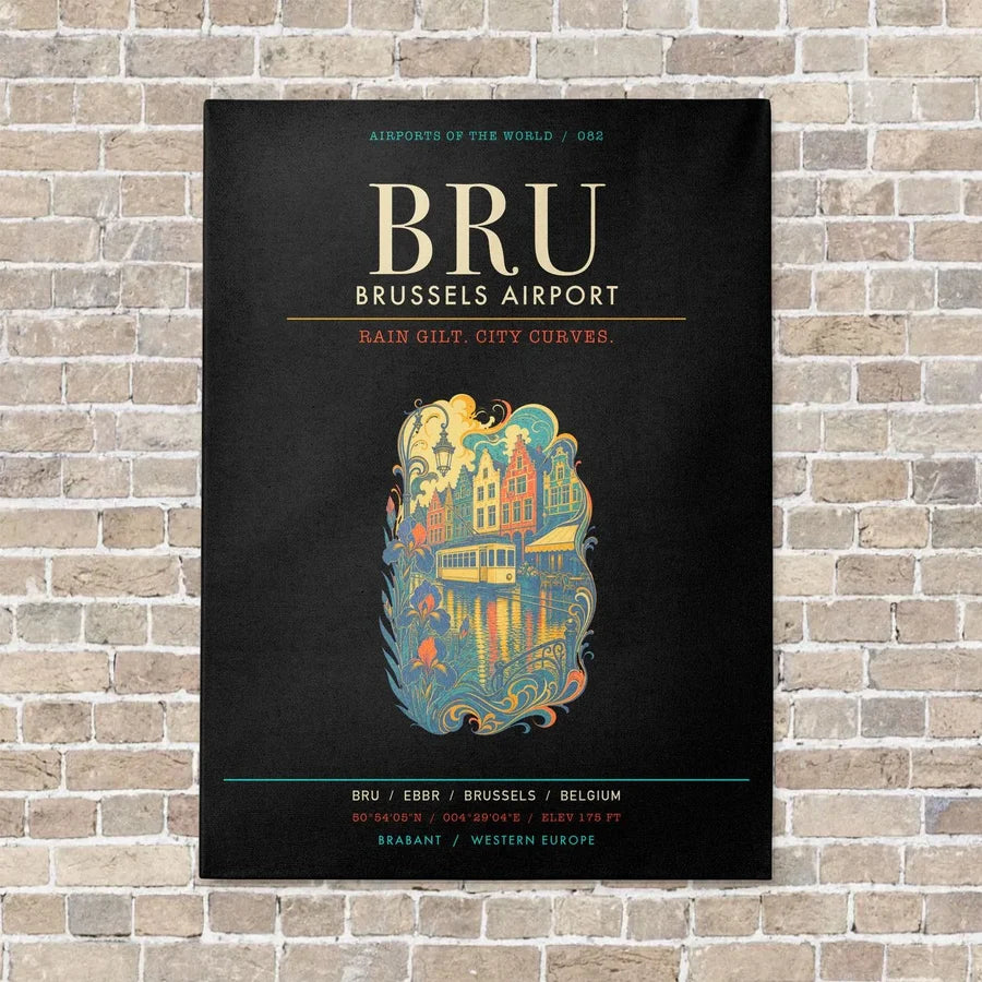 Brussels Airport BRU - Canvas Framed - Black