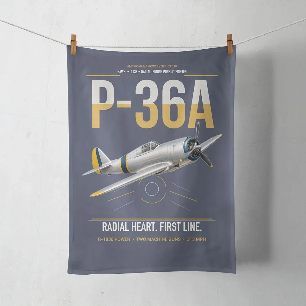 P-36A Hawk design on navy blue towel