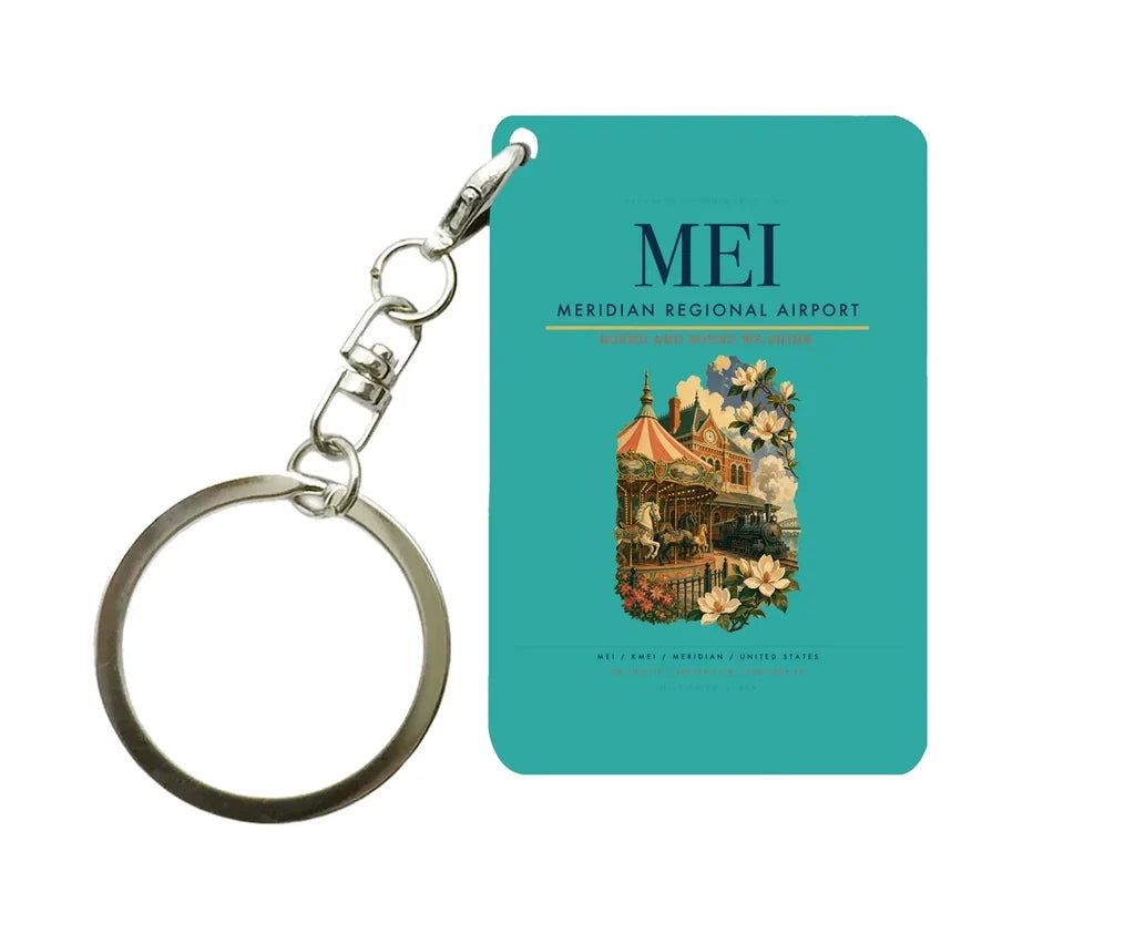 Meridian Regional Airport (MEI) design on turquoise key chain