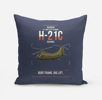 Thumbnail for Piasecki H-21C Shawnee design on navy blue pillow
