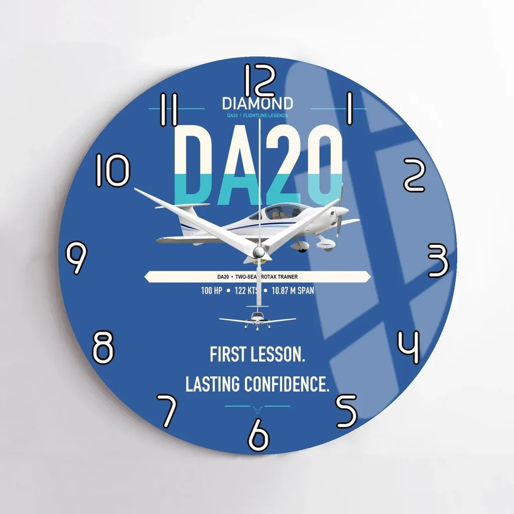 Diamond DA20 design on blue no frame wall clock