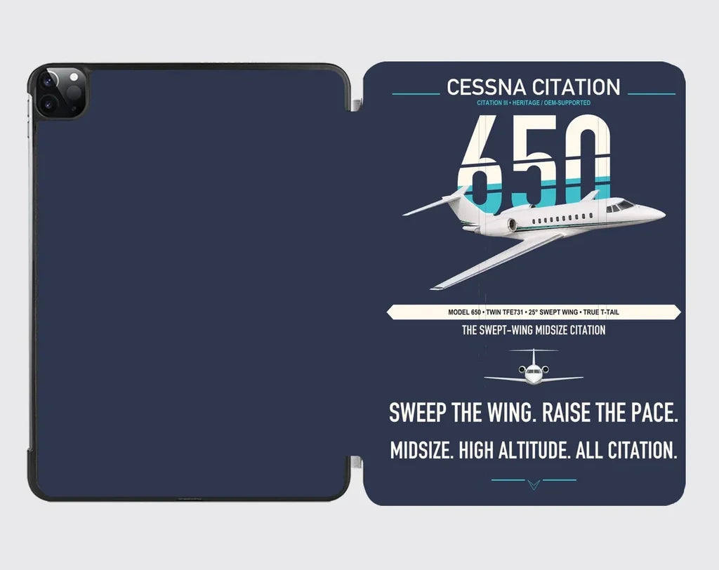 Cessna Citation 650 - Citation III design on navy blue ipad tablet case