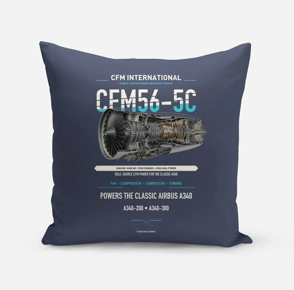CFM56-5C design on navy blue pillow