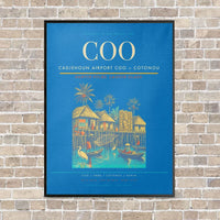 Thumbnail for Cadjehoun Airport COO — Cotonou vertical canvas print - framed - turquoise background