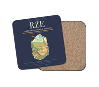 Thumbnail for Rzeszów-Jasionka Airport (RZE) design on navy blue 1 piece coaster