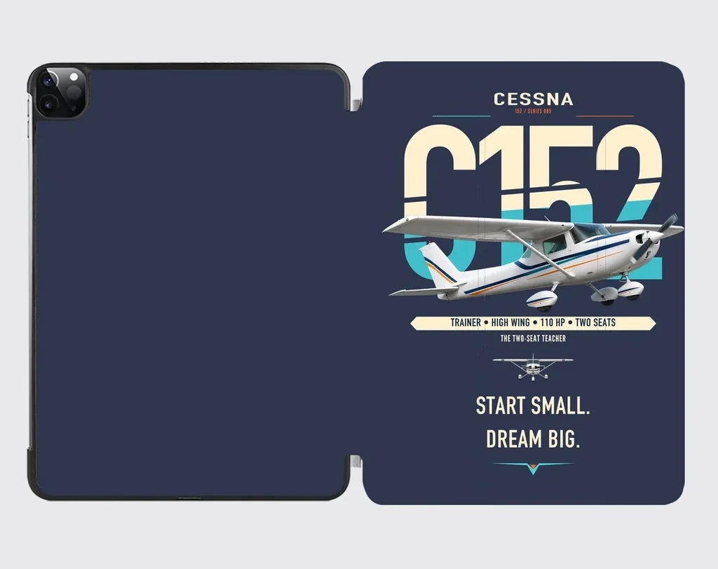 Cessna 152 design on navy blue ipad tablet case