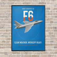 Thumbnail for Hawker Hunter F6 vertical canvas print - framed - turquoise background