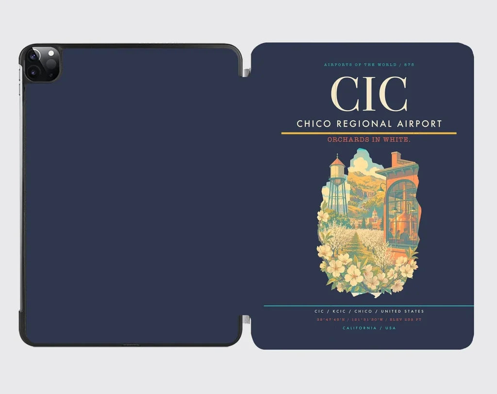 Chico Regional Airport (CIC) design on navy blue ipad tablet case