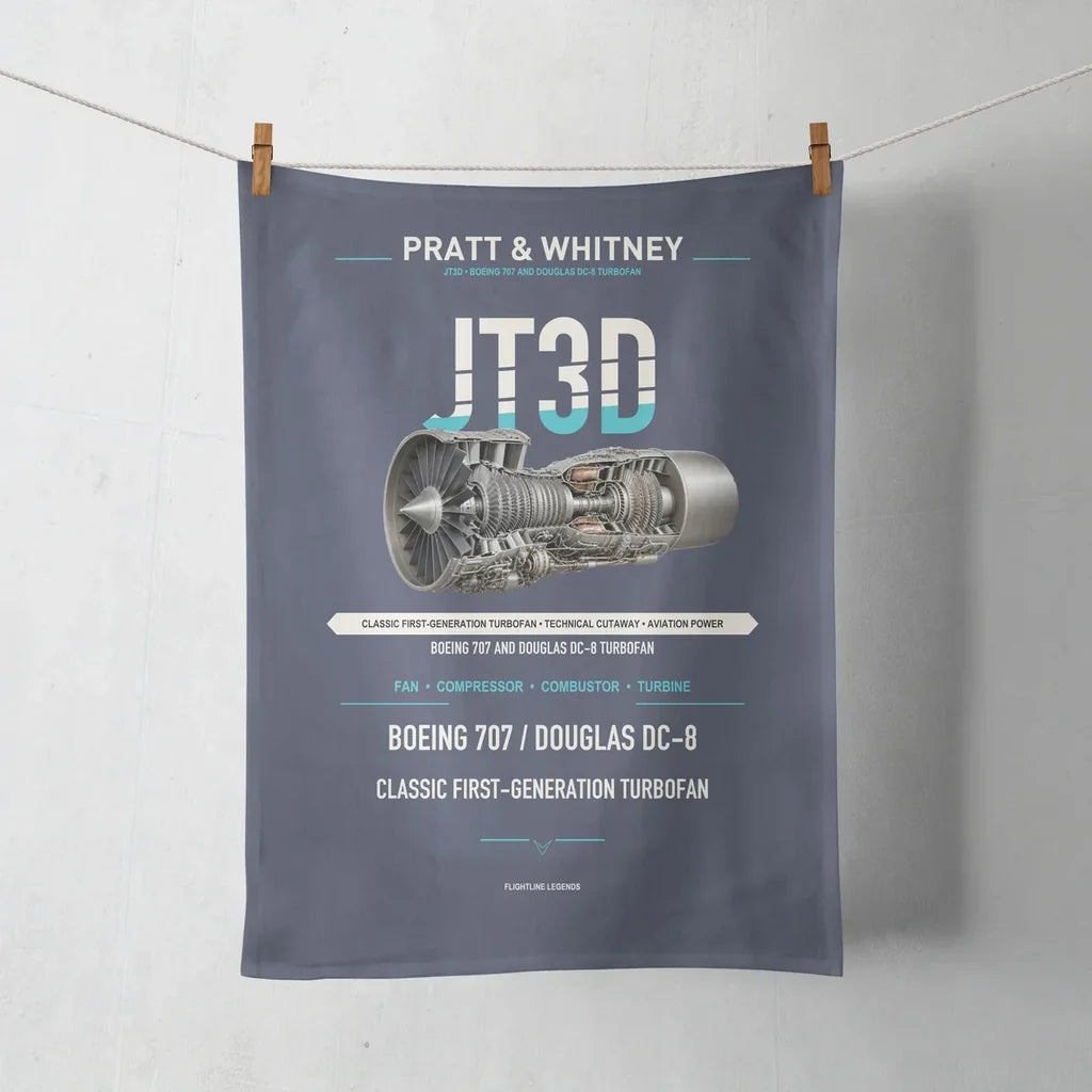 JT3D design on navy blue towel