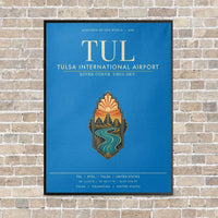 Thumbnail for Tulsa International Airport TUL vertical canvas print - framed - turquoise background