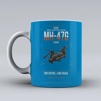 Thumbnail for Boeing MH-47G Chinook design on turquoise ceramic mug, double-side print